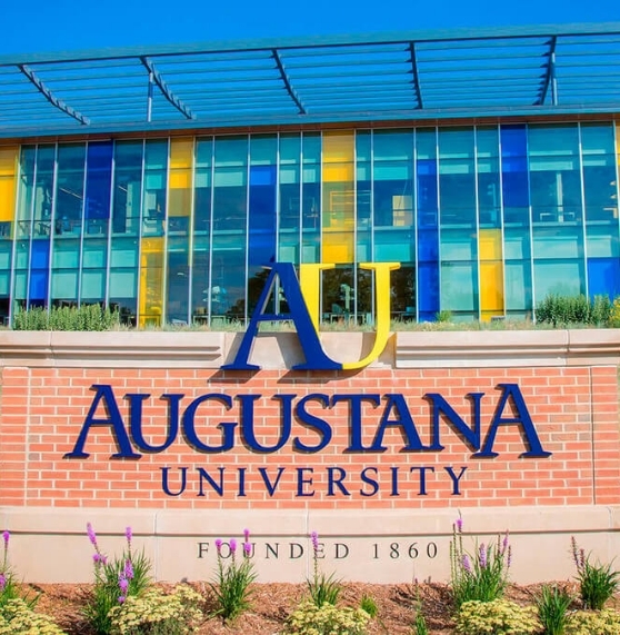 Brick sign reading Augustana University Founded 1860