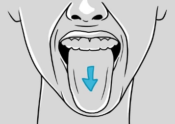 Illustration of person trying to lick the bottom of their own chin