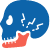 Icon of side profile of skull with pain lines near the jaw joint